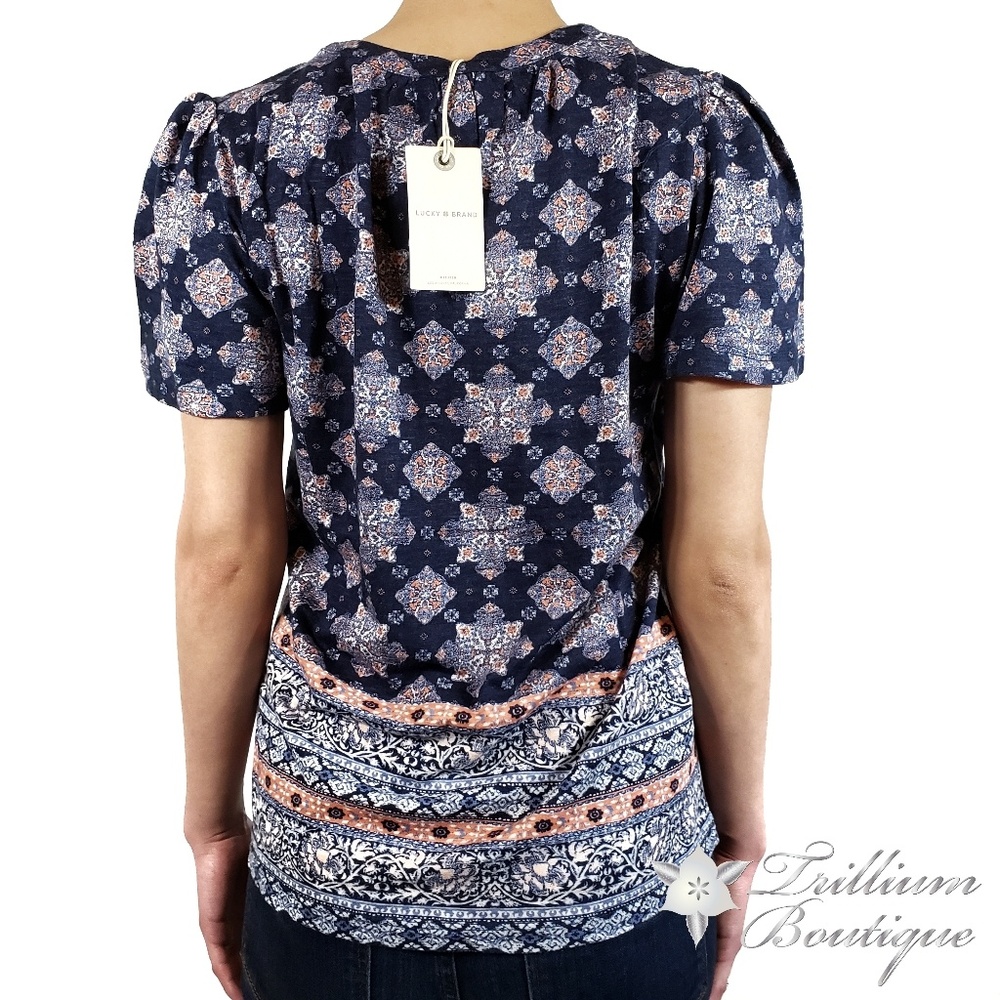 LUCKY BRAND Women's Printed Tie Front Blouse NWT - Picture 7 of 7